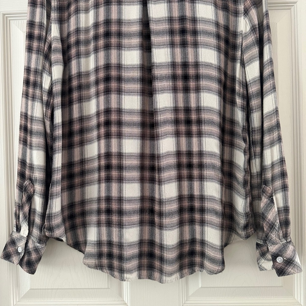 Rails Hunter Shirt Plaid Button Up Long Sleeve Ivory Coal Blush Size Medium - Picture 10 of 15